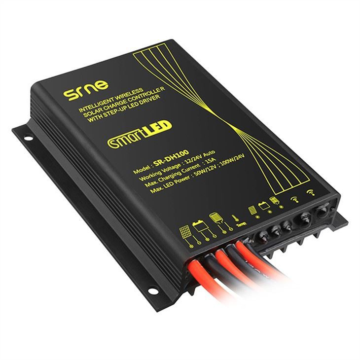 Intelligent wireless solar charge controller with step-up led driver